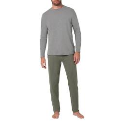 A ACTIVE SOUL - Schlafanzug für Herren – Baumwolle – Langarm – Set mit Oberteil und Hose – lang – Zweiteiliger Pyjama – Bequeme Loungewear - mit Bündchen von A ACTIVE SOUL