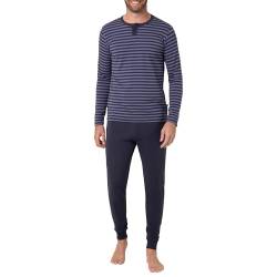 A ACTIVE SOUL - Schlafanzug für Herren - lang - Baumwolle - Pyjama-Set mit Langarm-Oberteil und Hose - Bequeme Loungewear - Sleepwear - gestreiftes Nachthemd - zweiteilig - formstabil von A ACTIVE SOUL