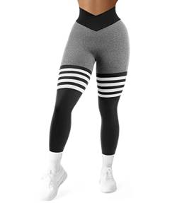 A AGROSTE Cross Butt Lifting Workout Leggings für Frauen Booty High Waisted Yoga Pants Scrunch Butt Gym Seamless Tight, 1-schwarz dunkelgrau, Klein von A AGROSTE