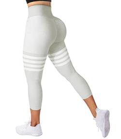 A AGROSTE Damen Scrunch Butt Lifting Leggings High Waist Booty Yoga Pants Workout Gym Seamless TIK Tok Butt Leggings, Caprihose, 1 Stück, Weiß, X-Groß von A AGROSTE