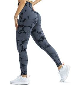 A AGROSTE Damen Scrunch Butt Lifting Leggings Hohe Taille Workout Gym Yoga Hose Tie Dye Nahtlose Kompression Booty Tights, #1 Tiedye Navy, X-Groß von A AGROSTE