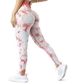 A AGROSTE Damen Scrunch Butt Lifting Leggings Hohe Taille Workout Gym Yoga Hose Tie Dye Nahtlose Kompression Booty Tights, #1 Tiedye Pinkblue, X-Groß von A AGROSTE