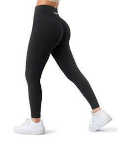 A AGROSTE Nahtlose Damen-Workout-Leggings für große Mädchen, Scrunch Butt Lifting Gym Leggings Hohe Taille Yogahose, #3 Schwarz, Groß von A AGROSTE