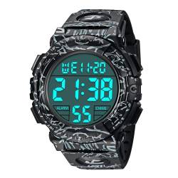 A ALPS Digital Herren Uhren - Sport Outdoor Armbanduhr 5 ATM wasserdichte Uhren mit Wecker/Kalender/Stoppuhr/Stoßfest von A ALPS