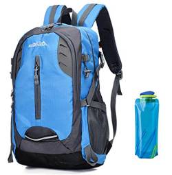 A AM SeaBlue Wanderrucksäcke Trekkingrucksack Damen Männer Rucksack Backpack Bag 30L Liter Für Erwachsene Freizeit Outdoorrucksack Wasserdichter Reiserucksack Mit Wasserflasche (3-Blau) von A AM SeaBlue