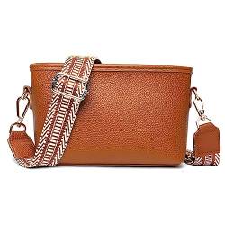 A-QMZL Umhängetaschen Damen Kleine Crossbody Bag PU Leder Schultertasche Moderne Handtaschen mit Abnehmbarer Schultergurt Damen Handy Umhängetasche (braun) von A-QMZL