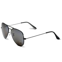 A-VISION Sonnenbrille mit Sehstärke -100 für Kurzsichtigkeit/Myopie I Polarisierte Gläser mit UV shutz I Stylische, schwarze unisex Pilotenbrille I ** Dies sind keine Lesebrille ** von A-VISION