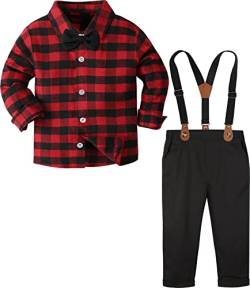 mintgreen Baby Anzug Junge, Kleinkind Weihnachten Outfits Kleidungsset, Plaid Rot, 18-24 Monate, 90 von A&J DESIGN