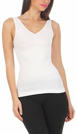 Slim -Fit Unterhemd Mieder Damen Bauchweg-Shirt RIPP Unterwäsche CL 836 (40/42, Weiß) von A&LE Fashion