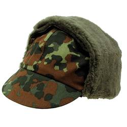 A. Blöchel Original Wintermütze der Deutschen Bundeswehr mit Schirm und Ohrenschutz Größen (60, Flecktarn) von A. Blöchel