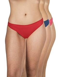 A.A UNDERWEAR - 3er Set Brasilien Damen Slip Baumwolle & Modal, Atmungsaktive Unterwäsche Frauen, Unsichtbare No Show Low Rise Sexy Brazilian Unterhosen (Mehrfarbig Blau/Rot/Koralle, M) von A.A UNDERWEAR