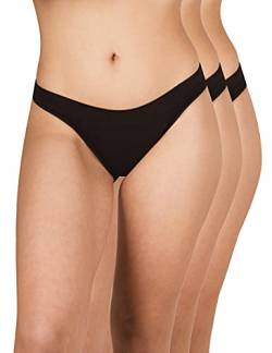 A.A UNDERWEAR - 3er Set Brasilien Damen Slip Baumwolle & Modal, Atmungsaktive Unterwäsche Frauen, Unsichtbare No Show Low Rise Sexy Brazilian Unterhosen (Schwarz, 2XL) von A.A UNDERWEAR