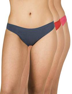 A.A UNDERWEAR - Unterhosen Damen - Baumwolle & Modal - Bikini Panty mit Niedriger Taille - 3er Pack - Low Cut Slips - Bequeme Unterwäsche Frauen (Mehrfarbig Blau/Rot/Koralle, L) von A.A UNDERWEAR