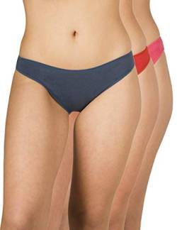 A.A UNDERWEAR - Unterhosen Damen - Baumwolle & Modal - Bikini Panty mit Niedriger Taille - 3er Pack - Low Cut Slips - Bequeme Unterwäsche Frauen (Mehrfarbig Blau/Rot/Koralle, S) von A.A UNDERWEAR