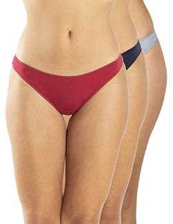 A.A UNDERWEAR - Unterhosen Damen - Baumwolle & Modal - Bikini Panty mit Niedriger Taille - 3er Pack - Low Cut Slips - Bequeme Unterwäsche Frauen (Mehrfarbig Dunkelblau/Bordeaux/Grau, 2XL) von A.A UNDERWEAR