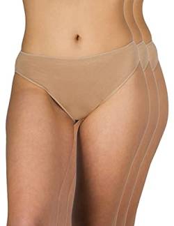 A.A UNDERWEAR - Unterhosen Damen - Hipster Tai Panties mit Hoher Taille- 3er Pack - Baumwolle & Modal - Bequeme Unterwäsche Frauen (Dunkelbeige, XL) von A.A UNDERWEAR