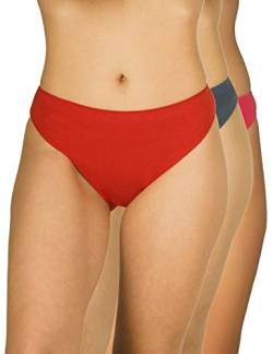A.A UNDERWEAR - Unterhosen Damen - Hipster Tai Panties mit Hoher Taille- 3er Pack - Baumwolle & Modal - Bequeme Unterwäsche Frauen (Mehrfarbig Blau/Rot/Koralle, M) von A.A UNDERWEAR