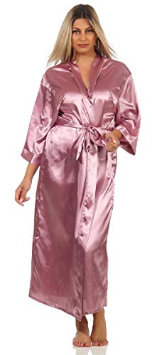 A:E: Damen langes Kimono Nachtmantel Seidenrobe Morgenmantel, S M L XL 2XL Heide XL von A:E: