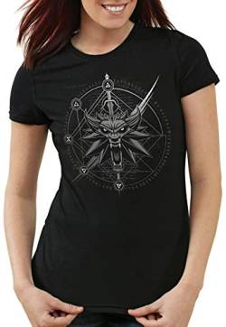 A.N.T. Hexer Wappen Damen T-Shirt Geralt Mittelalter Wolf, Größe:M von A.N.T. Another Nerd T-Shirt