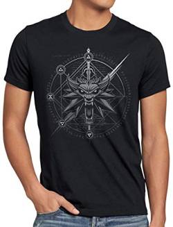 A.N.T. Hexer Wappen Herren T-Shirt Geralt Mittelalter Wolf, Größe:3XL von A.N.T. Another Nerd T-Shirt