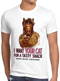 A.N.T. I Want Your Cat Herren T-Shirt alf melmac Sitcom, Größe:3XL, Farbe:Weiß von A.N.T. Another Nerd T-Shirt
