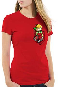 A.N.T. Link Brusttasche Damen T-Shirt wild The Breath of SNES Ocarina, Farbe:Rot, Größe:M von A.N.T. Another Nerd T-Shirt