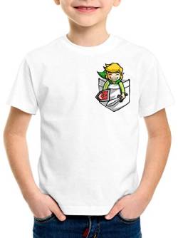 A.N.T. Link Brusttasche T-Shirt für Kinder wild The Breath of SNES Ocarina, Farbe:Weiß, Größe:128 von A.N.T. Another Nerd T-Shirt