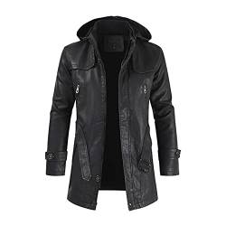 A1-Brave Lederjacke Herren Lederjacke Männer Lässige Mode Pu. Kapuze Schlanke Lederjacke Männer Motorradjacke Winter Warme Jacke (Color : Schwarz, Size : M) von A1-Brave