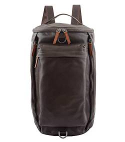 2-in-1-Rucksack aus echtem Leder, leicht, fassförmig, 1182, Braun, braun, L, Rucksack von A1 FASHION GOODS