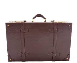 A1 FASHION GOODS Antiker Koffer aus echtem Leder, englischer Dampfgarer, braun, L: 45 x H: 28 x W: 14.5 cm, Kofferraumkoffer von A1 FASHION GOODS