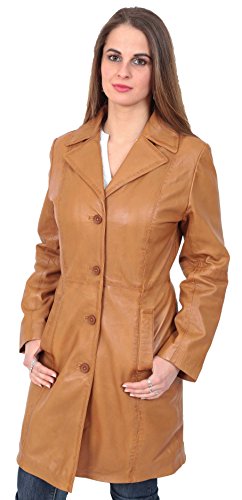 A1 FASHION GOODS Damen Trench 3/4 Länge Echter Ledermantel Parka Ausgestattet Jacke Im Bereich Von Farben - Lexi (Hellbraun, XXL - EU 44) von A1 FASHION GOODS