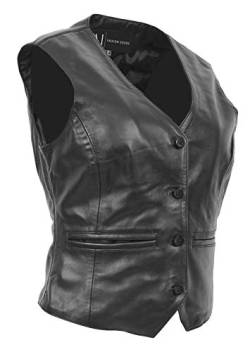 A1 FASHION GOODS Damen Weiches Leder Waistcoat Schlank Passen Weste Klassisch Formal Gilet Katy Schwarz (L - EU 40) von A1 FASHION GOODS