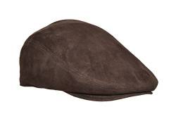 A1 FASHION GOODS Echter BRAUN Suede Aus Weichem Leder Flatcap Englischer Großvater-Hut Baker-Junge Klassiker-Kappe - Earl (XL - 60) von A1 FASHION GOODS