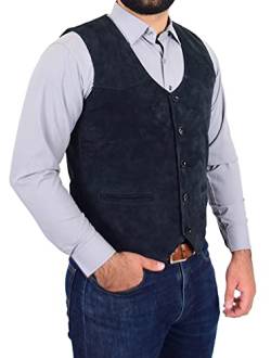 A1 FASHION GOODS Echtes Wildleder Weste Für Herren Klassischer Stil Weiche Weste Gilet Cole Marine (L) von A1 FASHION GOODS