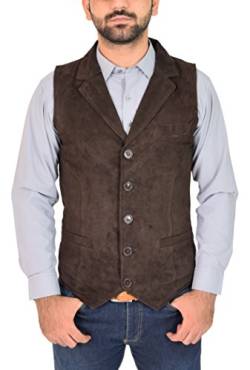 A1 FASHION GOODS Herren Echtes Braun Wildleder Weste Weiches Leder Gilet Klassische Western Weste Yelek - Status (XXXL - EU 56) von A1 FASHION GOODS