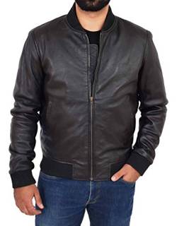 A1 FASHION GOODS Herren Echtes Schwarz Leder Bomberjacke Weiches Nappa Varsity Mantel Jaxson (L - EU 50) von A1 FASHION GOODS