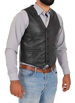 A1 FASHION GOODS Herren Volles Leder Weste Schwarz Gilet Traditionell Intelligente Weste - King (XXL - EU 54) von A1 FASHION GOODS