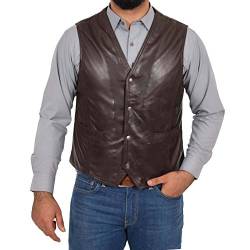 A1 FASHION GOODS Herren Weiche Braun Lederweste Klassisch Traditioneller Stil Gilet Casual Weste - Bruno (L - EU 50) von A1 FASHION GOODS