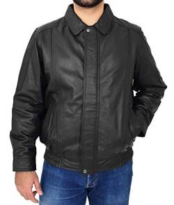 A1 FASHION GOODS Original Schwarz Leder Blouson Jacke Für Herren Klassisch Bomber Regelmäßige Passform Mantel Albert (M - EU 48) von A1 FASHION GOODS