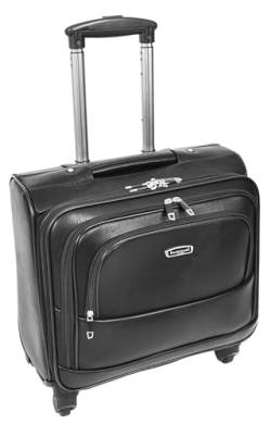 A1 FASHION GOODS Pilotenkoffer mit 4 Rädern, Lederoptik, Kabinengröße an Bord, Reise-Business-Taschen, Cessna, schwarz, Schwarz , Small 43 x 42 x 23 cm, 2.6kg 37L. 2.6kg 37L, Pilotenkoffer von A1 FASHION GOODS