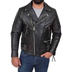 A1 FASHION GOODS Schwarz Kuhfell Biker-Lederjacke für Männer Ausgestattet Robuste Gesteppte Jacke - Ryker (L - EU 50) von A1 FASHION GOODS