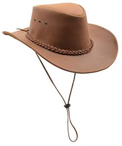 Cowboy Aussie Australian Bush Outback Style Dalby Tan aus echtem Leder, braun, 58 von A1 FASHION GOODS