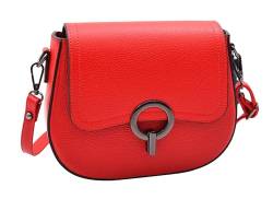 Exklusive Leder-Satteltasche für Damen, klein, lässig, Umhängetasche, modische Handtasche, A2063, Rot, Zeitgenössisch von A1 FASHION GOODS