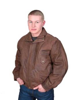 Herren Klassische Blouson Leder Jacke Alan Braun Gents Bomber-Style Leder Jacke Gr. XXX-Large, braun von A1 FASHION GOODS