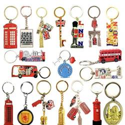 A1 Gifts British Souvenirs Schlüsselanhänger mit britischem Flaggen-Motiv, britische Flagge, Brelock, Souvenir, Metall, 10 Stück, mehrfarbig, Mix sizes von A1 Gifts