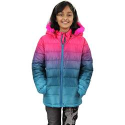 A2Z 4 Kids®, Kapuzenjacke für Kinder/Mädchen, Regenbogen-Kunstfell-Parka-Design, Schuljacken, Mantel, Outdoor-Kleidung, Alter 2, 3, 4, 5, 6, 7, 8, 9, 10, 11, 12, 13 Jahre Gr. 13 Jahre, Zweifarbig Kirschrot von A2Z 4 Kids