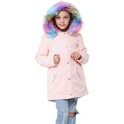 A2Z 4 Kids®, Kapuzenjacke für Kinder/Mädchen, Regenbogen-Kunstfell-Parka-Design, Schuljacken, Mantel, Outdoor-Kleidung, Alter 2, 3, 4, 5, 6, 7, 8, 9, 10, 11, 12, 13 Jahre Gr. 13 Jahre, babyrosa von A2Z 4 Kids