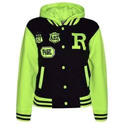 A2Z 4 Kids® Jungen Mädchen Mode Fox NYC Baseball Mit Kapuze Jacke - B.B Black & Neon Green 7-8 von A2Z 4 Kids