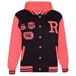 A2Z 4 Kids® Jungen Mädchen Mode Fox NYC Baseball Mit Kapuze Jacke - B.B Black & Neon Pink 7-8 von A2Z 4 Kids