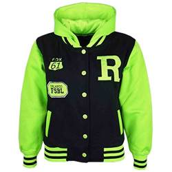 A2Z 4 Kids® Kinder Jacke Mädchen Jungen R Mode - B.B Jacket. Black Neon Green 7-8 von A2Z 4 Kids